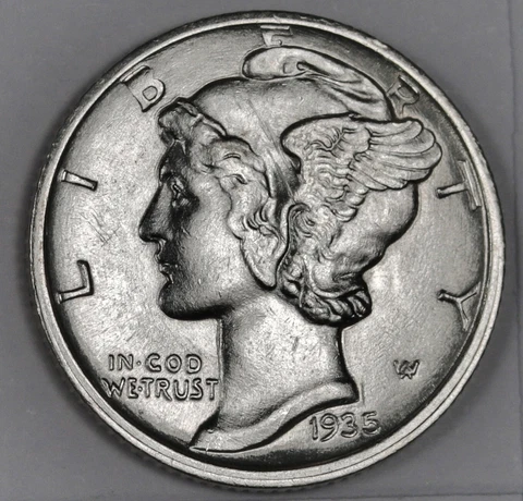 1935-d Mercury Dime. Inventory I.   BU.  182433 Cover