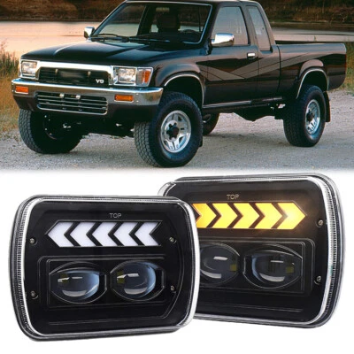 Pair 7x6'' 5x7'' LED Headlights DRL Turn Lamp For Toyota Hilux 4runner HiAce MR2 - image 1 of 4
