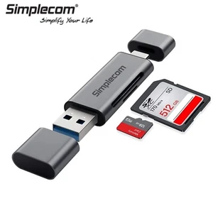 Simplecom 2-in-1 USB Type C 3.2 Card Reader SD Micro SD Superspeed USB 3.2 Gen 1 - Picture 1 of 5