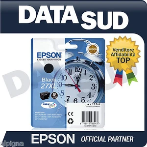 EPSON CARTUCCIA 27XL NERA BLACK ORIGINALE SVEGLIA INK-JET WF-3620DWF 7110DTW - Picture 1 of 1