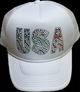Cappello da damigella d'onore I Love USA Bling Cap glitter scintillante - Foto 1 di 2