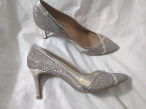  Metropolitan View Metallic Silver Rhinestone Bling  Stiletto Pumps Heels Size 7 - Picture 1 of 3