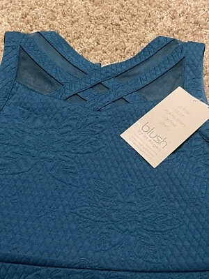 NWT Blush by US Angels Dress Teal Blue With Lace accent Girls Size 12 - Image 1 of 4