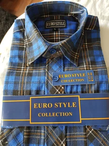 MENS EURO CHECK FLANNEL SHIRTS - Picture 1 of 4