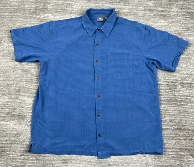 White Sierra Shirt Mens Large Blue Check Button Up Down Short Sleeve - Image 1 of 4