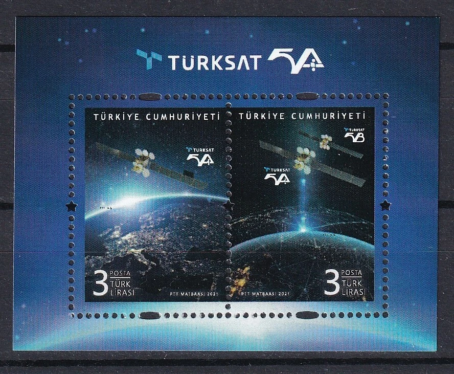 Turkey 2021 Space, Satellites MNH Block - Image 1 of 1