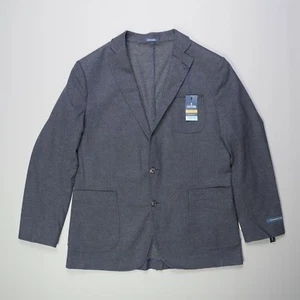 Abrigo deportivo Stafford 40R de viaje elástico azul franela 2 botones nuevo con etiquetas al por menor $180 - Imagen 1 de 5