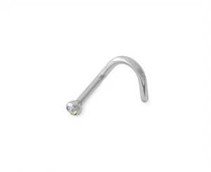 316L Surgical Steel Bezel Set Jeweled Nostril Screw 18g 18 gauge - Foto 1 di 15