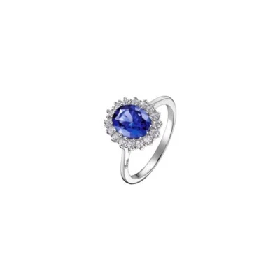 Anello Donna Lotus Silver LP3459-3/112 In Argento Con Cristallo Blu E Zirconi - Immagine 1 di 2