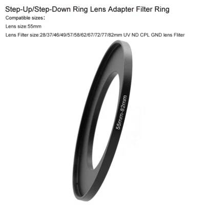Anillo de filtro de lente anillo escalonado 55-28/42/43/46/49/55/58/62/67/72/77/82 mm Foto 1 de 4