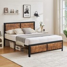 Bed Frame Twin/Full/Queen Size With Wooden Headboard Heavy Duty Metal Platform