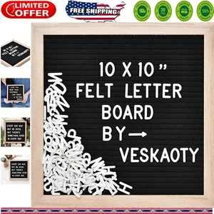 Durable 10x10 Changeable Message Board with 294 Felt Letters - Elegant Design - Picture 1 of 9