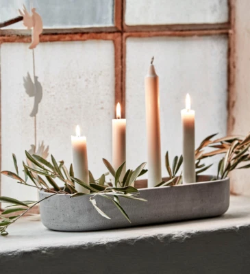 Adventskranz Schale Beton 4 Kerzen Marb 35cm Grau Advent Weihnachten Deko Kerzen - Bild 1 von 4