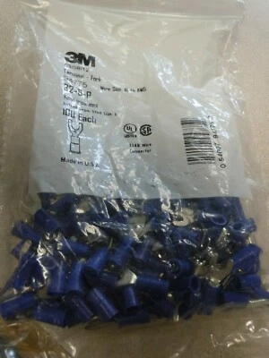 (100) 16-14 AWG #6 Stud Vinyl Insulated Butted Seam Locking Fork Terminal 94775 - Image 1 of 2