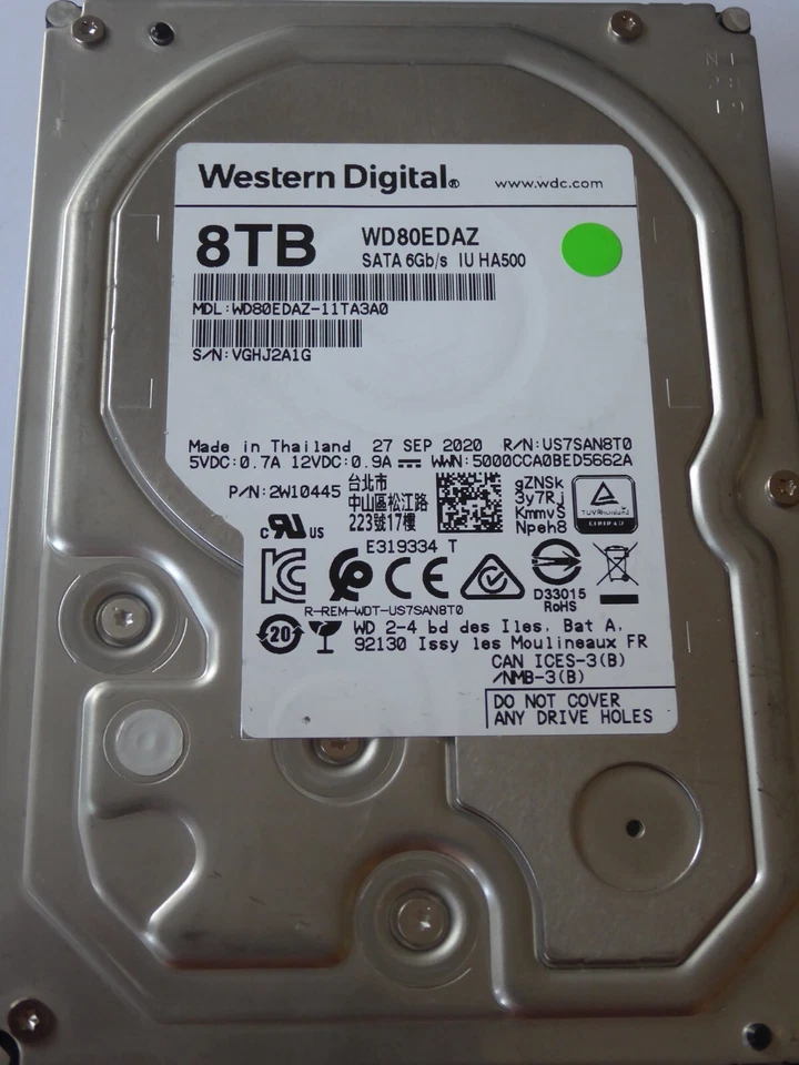 WD80EDAZ-11TA3A0 P/N: 2W10445 DEC, SEP 2020 Western Digital 8TB - Bild 1 von 1