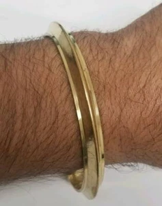 Reinmessing 22kt Gold Optik Glatt Kragen Sikh Singh Kaur Khalsa Kara Armreif K8 - Bild 1 von 10