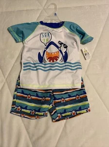 Swiggles Boys Toddler Rash Guard Swim Top Swim Trunk Shorts 2Pc Suit 24 Months - Picture 1 of 7