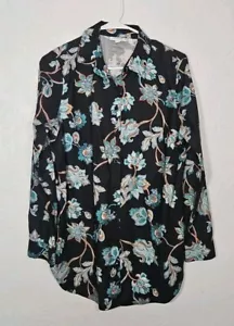 women's chico button up top size 1 (small) black floral paisley long sleeve - Picture 1 of 5