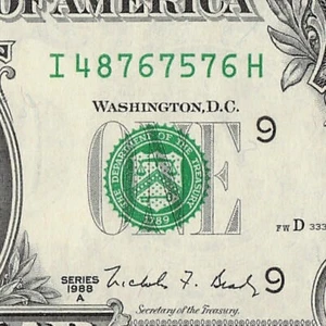 1988 A Minneapolis One Dollar Bill I48767576H D333 Back Plate 270 Crisp UNC - Picture 1 of 11