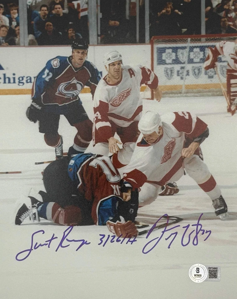 Foto autografiada e inscrita de Darren McCarty 8x10 Detroit Red Wings certificado de autenticidad Beckett Foto 1 de 1