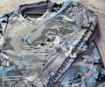 Under Armour ISO CHILL Long Sleeve Blue/Gray Camo Fishing Shirt Men's Size XL - Image 1 of 4
