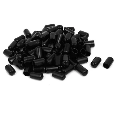 10mm Inner Dia Rubber Hose End Cap Screw Thread Protector Cover Black 100pcs - image 1 of 3