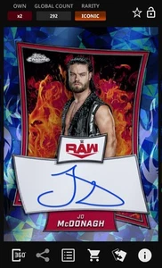 JD McDonagh Red Brand Signature Iconic - Topps Slam WWE Chrome Sapphire 25 - Picture 1 of 1