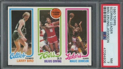 1980 Topps Larry Bird / Magic Johnson Rookie Card - PSA 7 - Sharp Image ! - Image 1 of 2