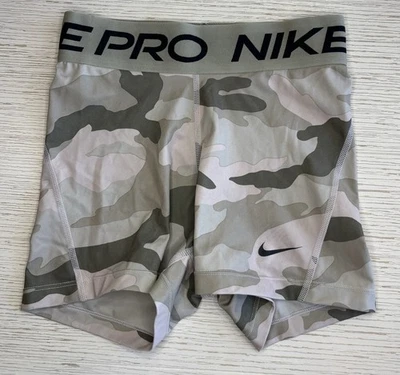 Nike Pro Dri-Fit Women's XS running shorts Fitted Elastic 22" Waist Tan Camo - Image 1 of 4