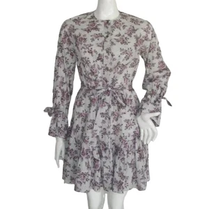 Vestido LA VIE REBECCA TAYLOR, S/M, Floral, Manga Larga con Lazos, Faja Cinturón, Mini - Imagen 1 de 12