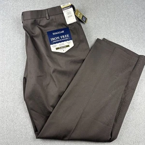 Haggar Iron Free Khaki Pants Mens 40x32 Pleated Classic Fit Stretch Dress Pants - Picture 1 of 11