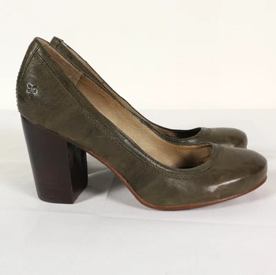 Zapatos de salón FRYE de cuero Carson para mujer 9,5 M gris envejecido/marrón ~ tacones altos Foto 1 de 4