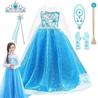 QOOLY Vestido de Princesa Niños Disfraz de Disfraz de Lujo Conjunto de 9 Piezas con Accesorios 196 Foto 1 de 4