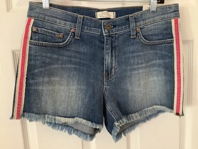 Pantalones Cortos Principle Mujer 28 Azul Cortes Wanderer Elastizados Rasgados Denim Hecho en EE. UU. Foto 1 de 4