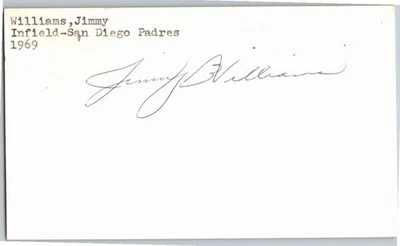 1960's -Jim Williams- Signed/Autograph/Auto Postcard San Diego Padres MLB - Image 1 of 2