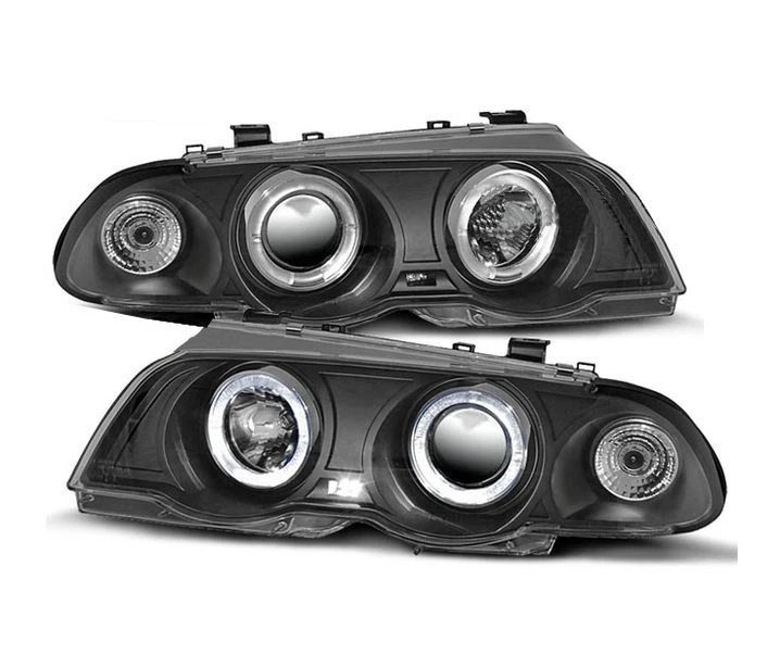 faros BMW E46 1998 1999 2000 2001 berlina touring ojos de ángel negro LHD Foto 1 de 1
