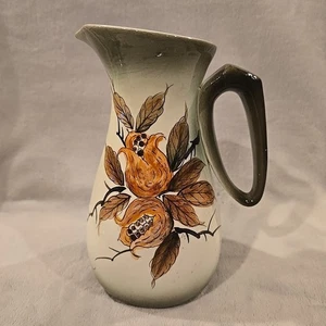 Fred Roberts Vtg 1960s Serving Pitcher Multicolor Ceramic Fall Harvest Green - Picture 1 of 6