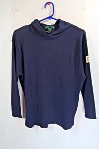 Lauren Ralph Lauren Women Long Sleeve Blue Pullover Hooded Shirt Hoodie XL NEW - Picture 1 of 12