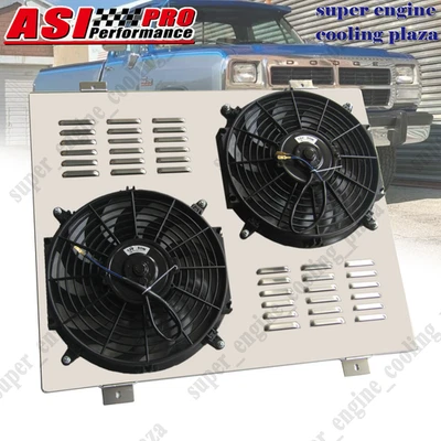 Cubierta de radiador de aluminio + ventilador para Dodge D250 D350 W250.W350 5,9 L 1991-1993 Foto 1 de 4