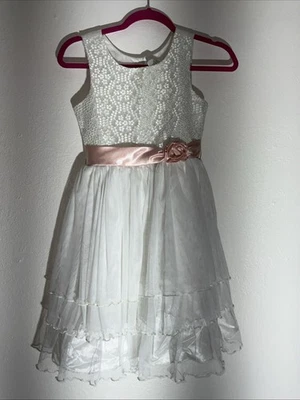 Vestido formal de festa de casamento feminino Jona Michelle saia de tule branco e rosa tamanho 10 - Imagem 1 de 4
