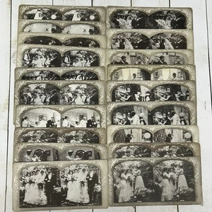 Stereoview Stereoscope Lot 19 Wedding Bells Couple Marriage Love Fashion - Picture 1 of 6