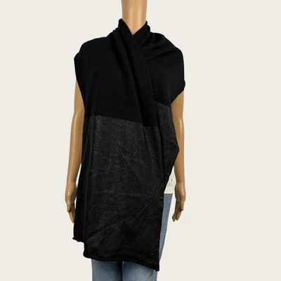 Bufanda de lana merino LuluLemon All That Shimmers negra plateada estilo # W9AR3S Foto 1 de 4