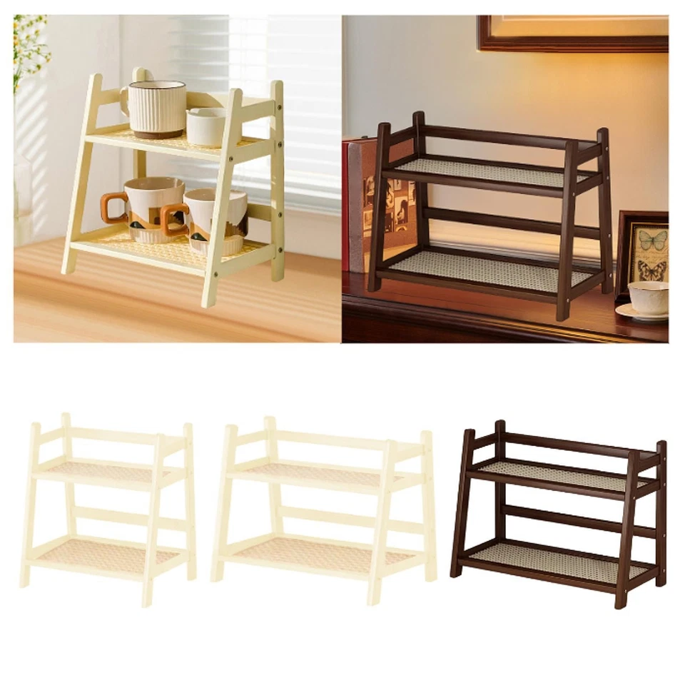 Bamboo Double Layer Rack Seasoning Rack Water Cup Display Stand Versatile - Image 1 of 1