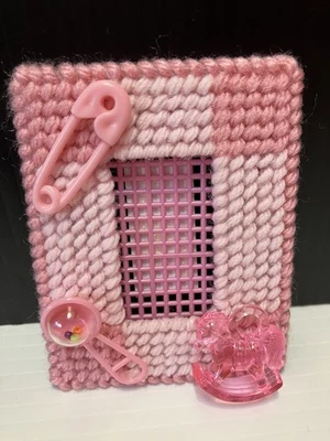 全新 手工制作 塑料 帆布 针绣 相框 磁铁 女婴 淋浴 礼物 — 第 1/4 张图片