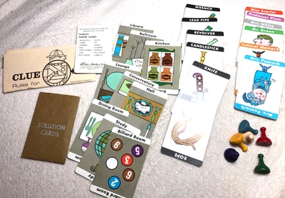 Vtg Clue 1963 Board Game Original Parker Brothers Game Pieces Rules Incomplete - Image 1 of 4