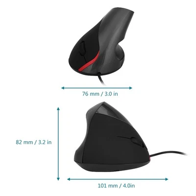 (Black)1600DPI USB Vertical Wired Mouse Ergonomic Design Wrist Rest Gaming Mice - Image 1 of 4