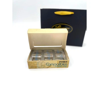 PYREX Snowflake / Blue Garland Compatibles Corelle Napkin Rings w/ original box - Image 1 of 2