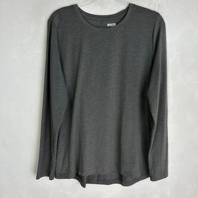 Duluth Trading Mujer Talla L Dry and Mighty Manga Larga Cuello Redondo Camiseta Gris Lana Foto 1 de 4