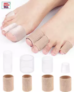 16PCS Silicone Toe Sleeves Gel Corn Toe Protectors Toe Tube Cushions with 4 Size - Picture 1 of 12