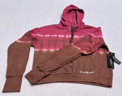 NUEVO CON ETIQUETAS Bebe Sport Para Mujer The Dye Sudadera con Capucha Cacao/Festival Fucsia Talla S Pullover Activo Foto 1 de 4